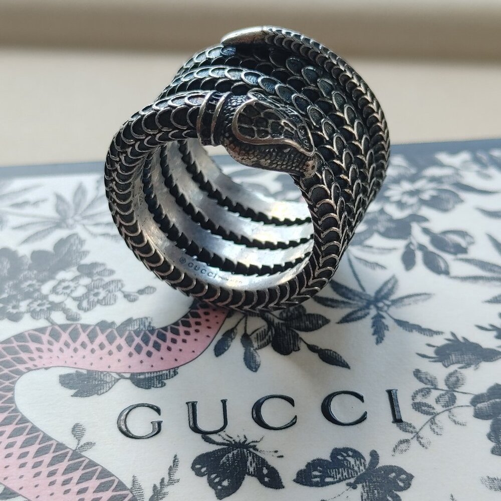 Gucci Garden Snake Wrap ring 925 Sterling Silver size US 7.5 - Picture 5 of 15